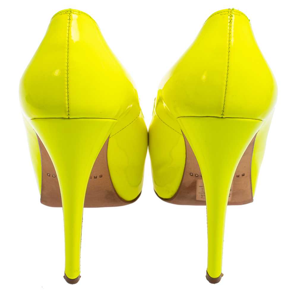 Brian Atwood Neon Green  Patent Leather Platform … - image 5