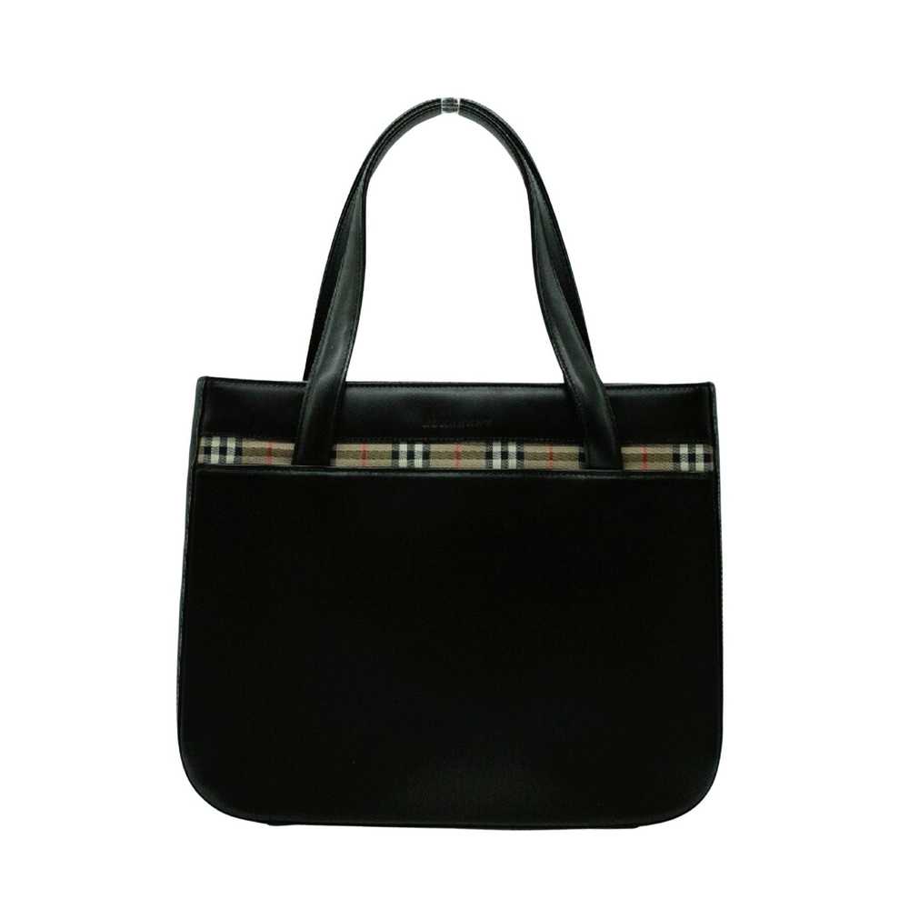 Burberry Nova Check Black Leather Handbag (Pre-Ow… - image 1