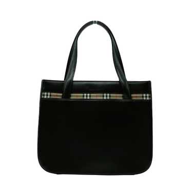 Burberry Nova Check Black Leather Handbag (Pre-Ow… - image 1