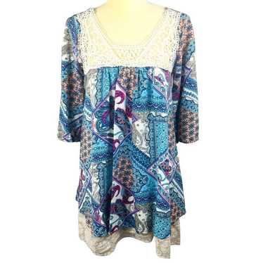 Umgee Usa Women Mixed Floral Paisley Print Tunic … - image 1