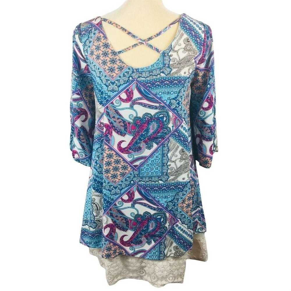 Umgee Usa Women Mixed Floral Paisley Print Tunic … - image 2