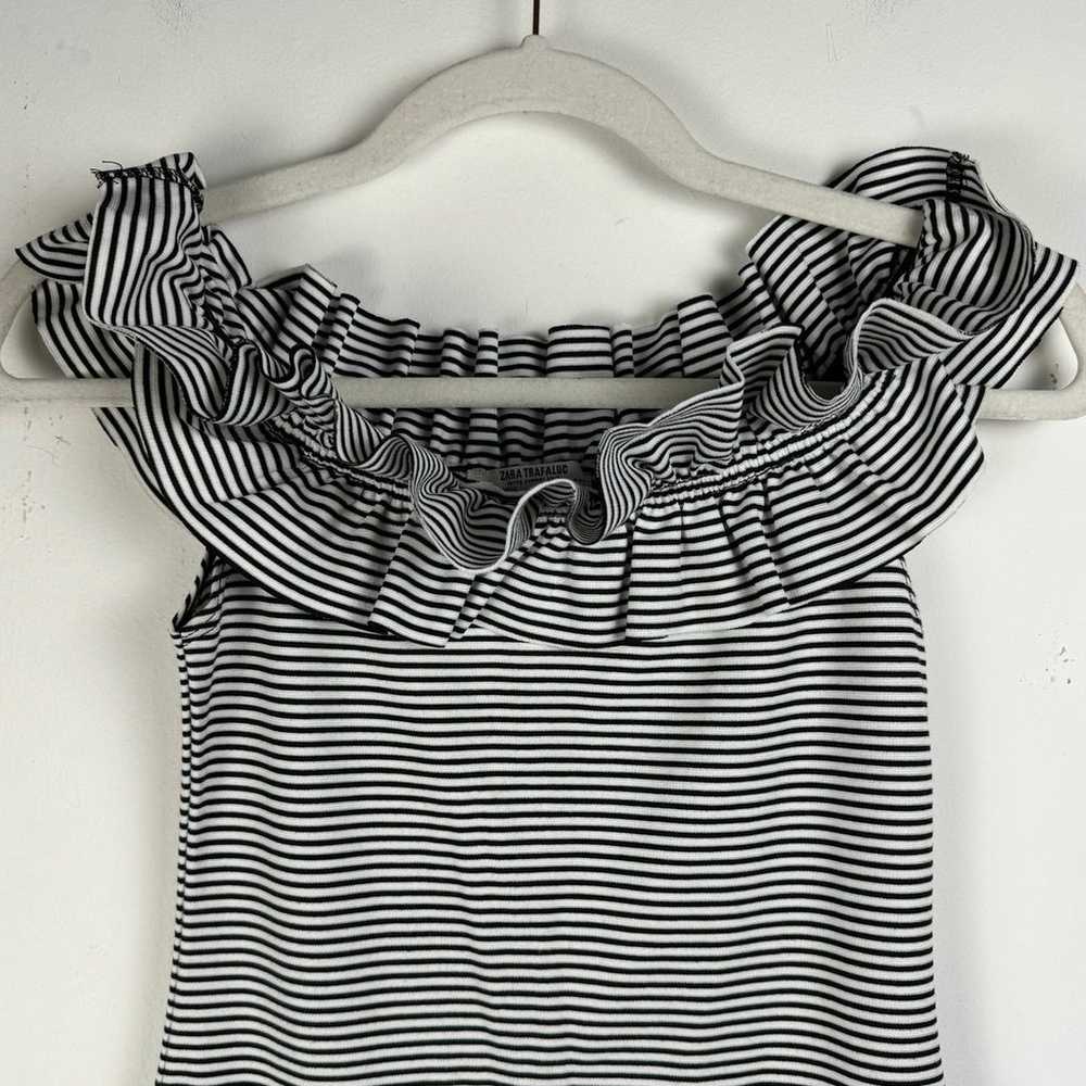 Zara Trafaluc Women’s Black White Striped Off Sho… - image 3