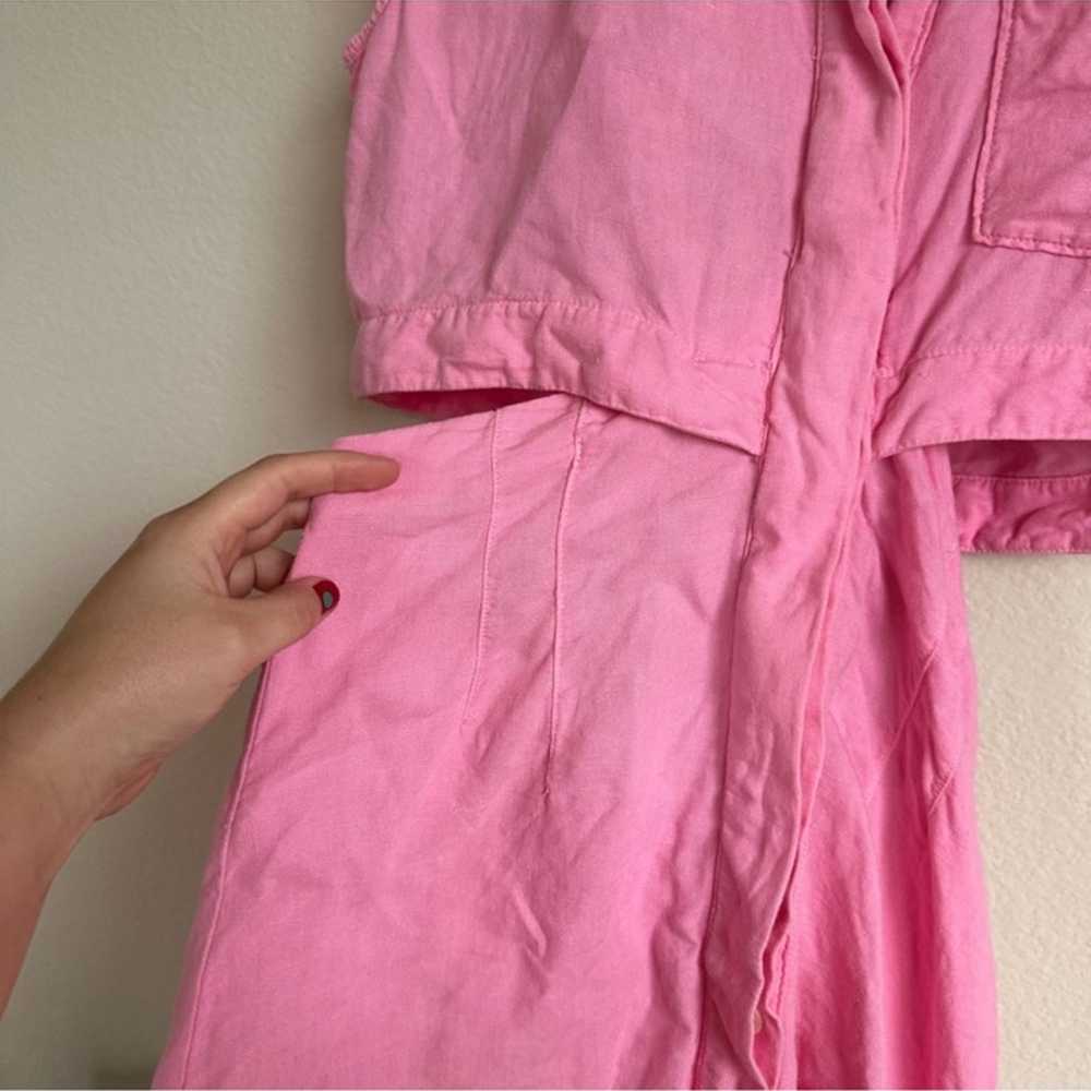 Zara Linen Blend Pink Cut Out Two Piece Dress - image 4