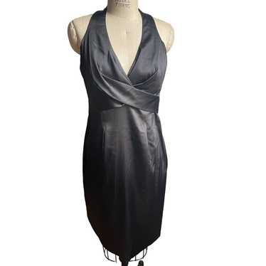 Vintage Evan Picone Black Dress Satin Sleeveless … - image 1