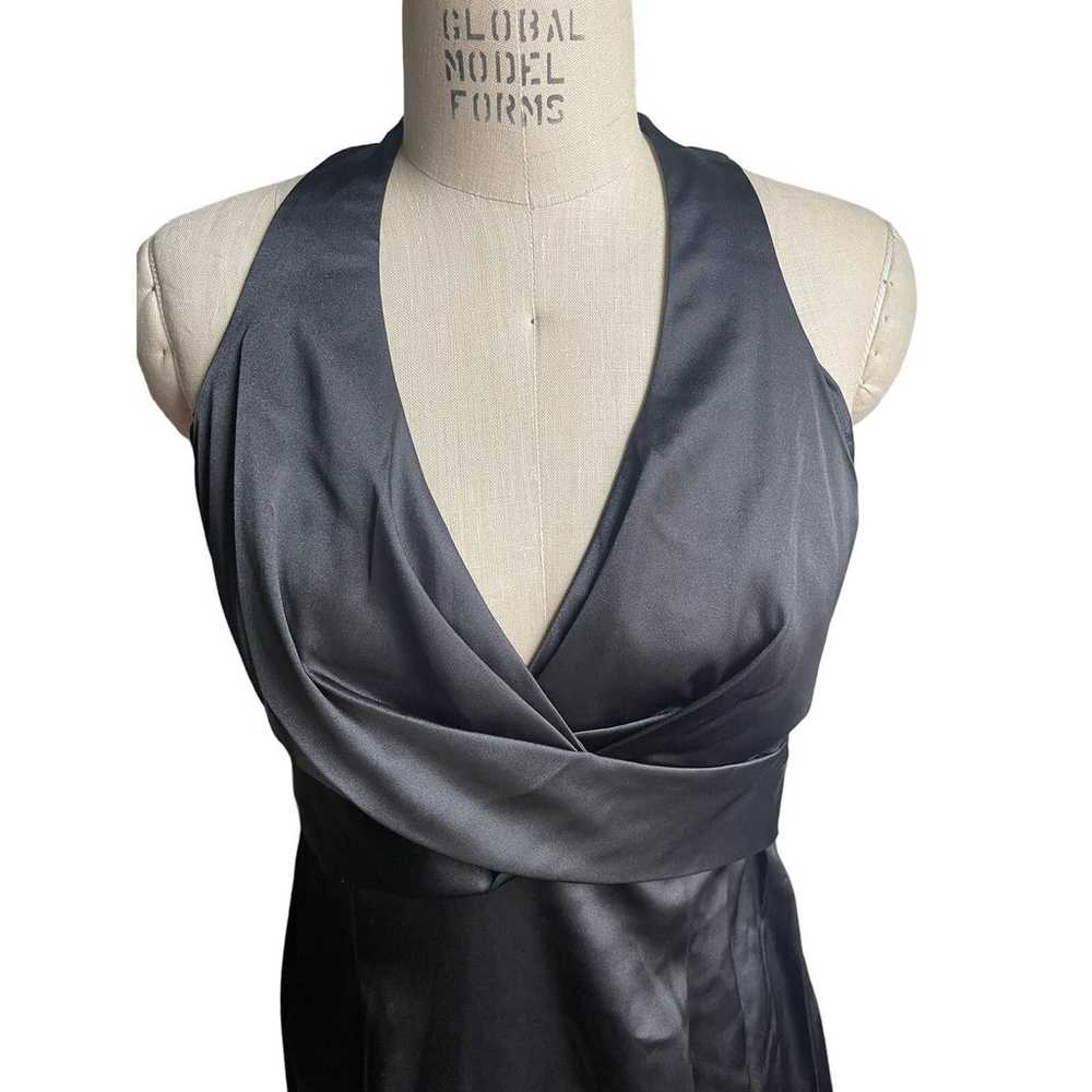 Vintage Evan Picone Black Dress Satin Sleeveless … - image 2