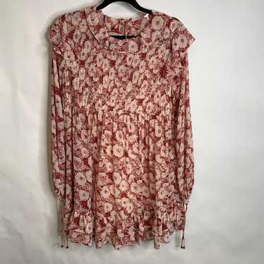 Free People Red These Dreams Babydoll Dress Sz Med