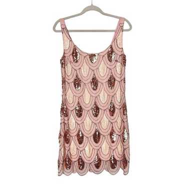 GB Gianni Bini Sequin Dress Pink Peach Gold Mediu… - image 1