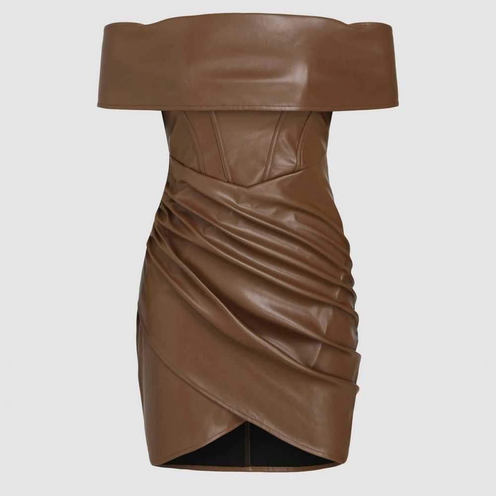 CIDER FAUX LEATHER OFF-SHOULDER CORSET DRESS - image 2