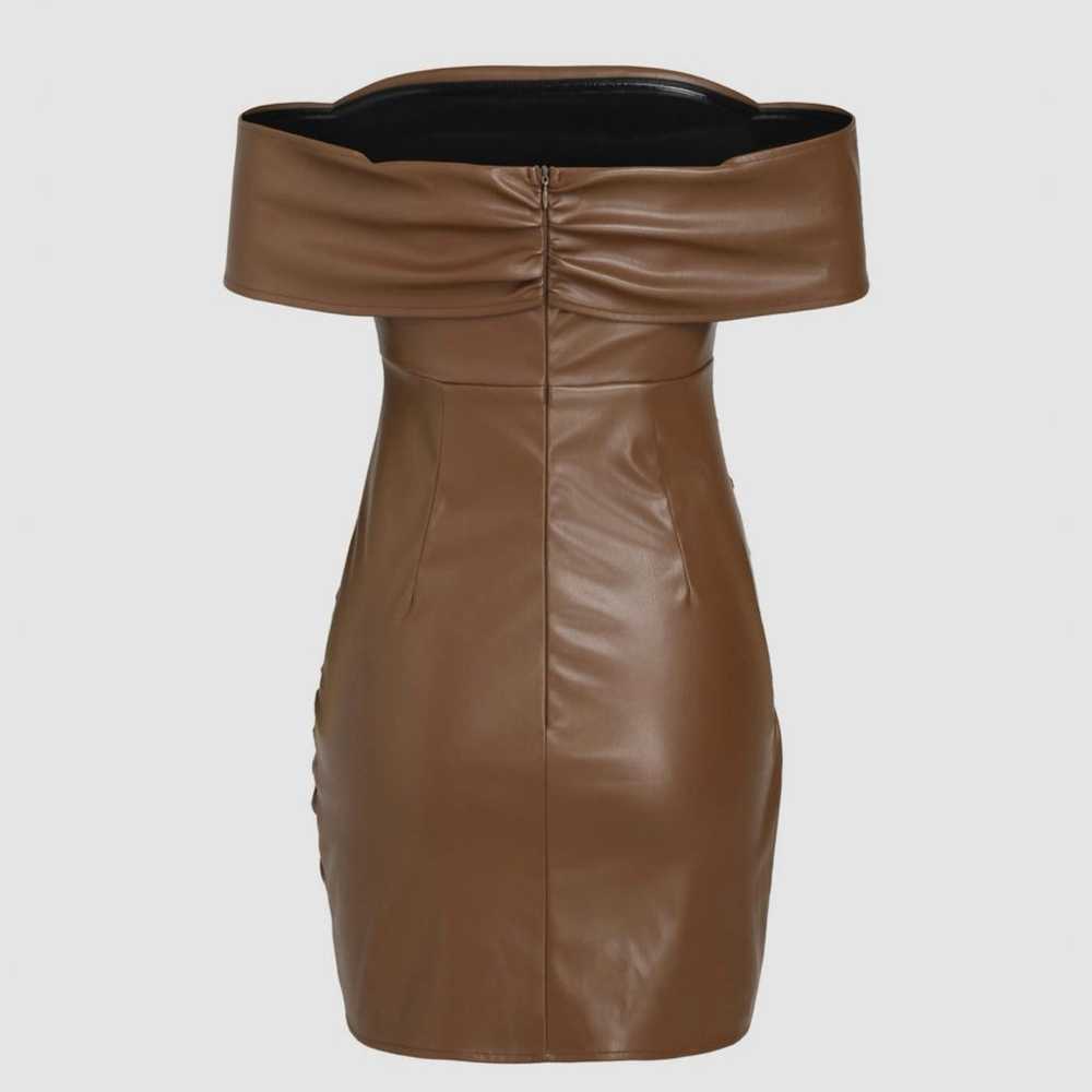 CIDER FAUX LEATHER OFF-SHOULDER CORSET DRESS - image 3