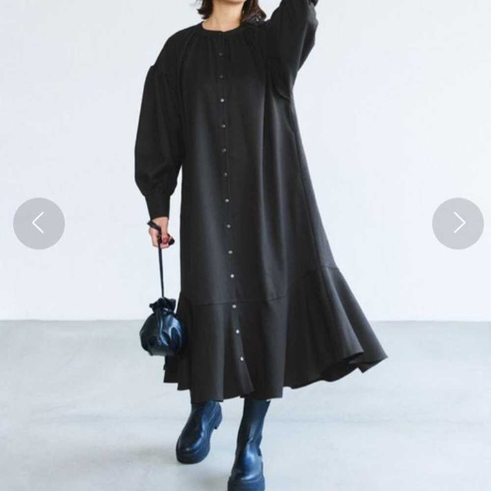 Coca Flare Shirt Dress Long Sleeve Black Long Max… - image 3