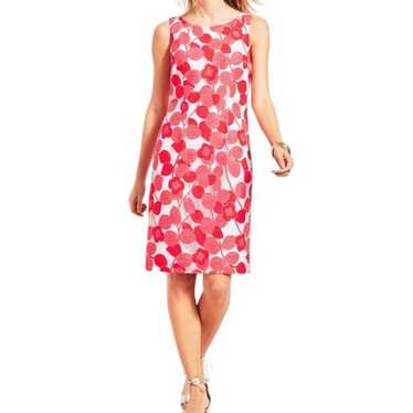 Talbots Coral Red Floral Lace Overlay Sheath Dress