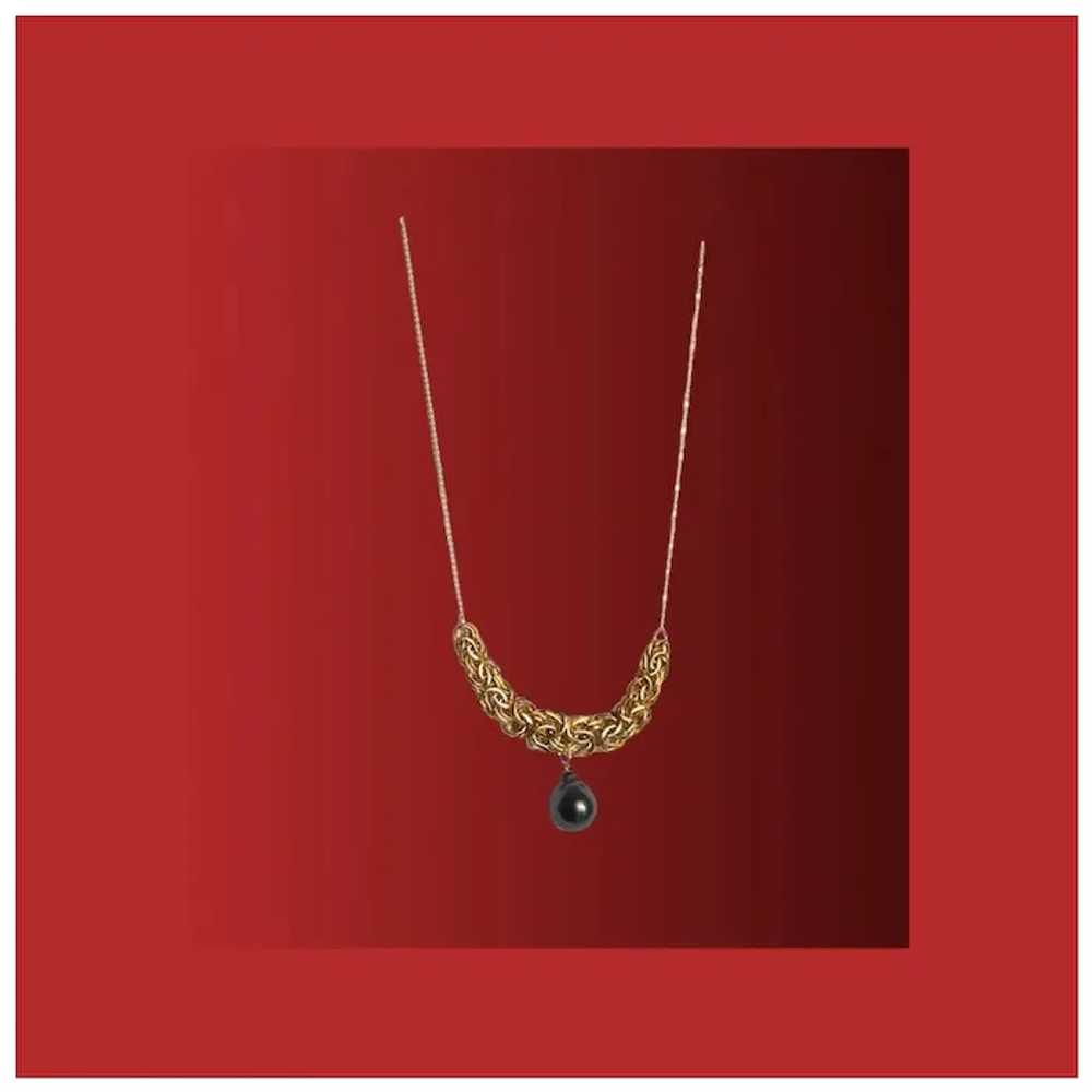 Tahitian Pearl 14k Gold Byzantine Necklace - image 10