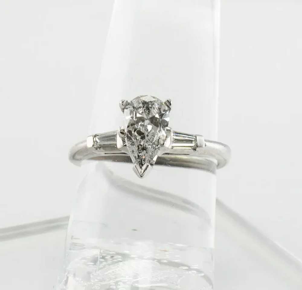 Natural Diamond Ring Platinum Pear cut 1.24 TDW E… - image 10