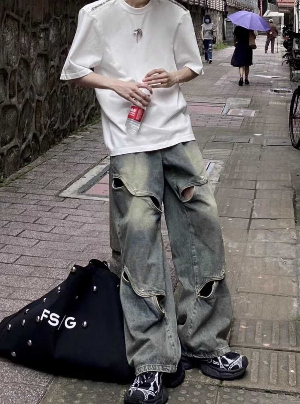 Japanese Brand × Jean × Streetwear Loose wide leg… - image 3