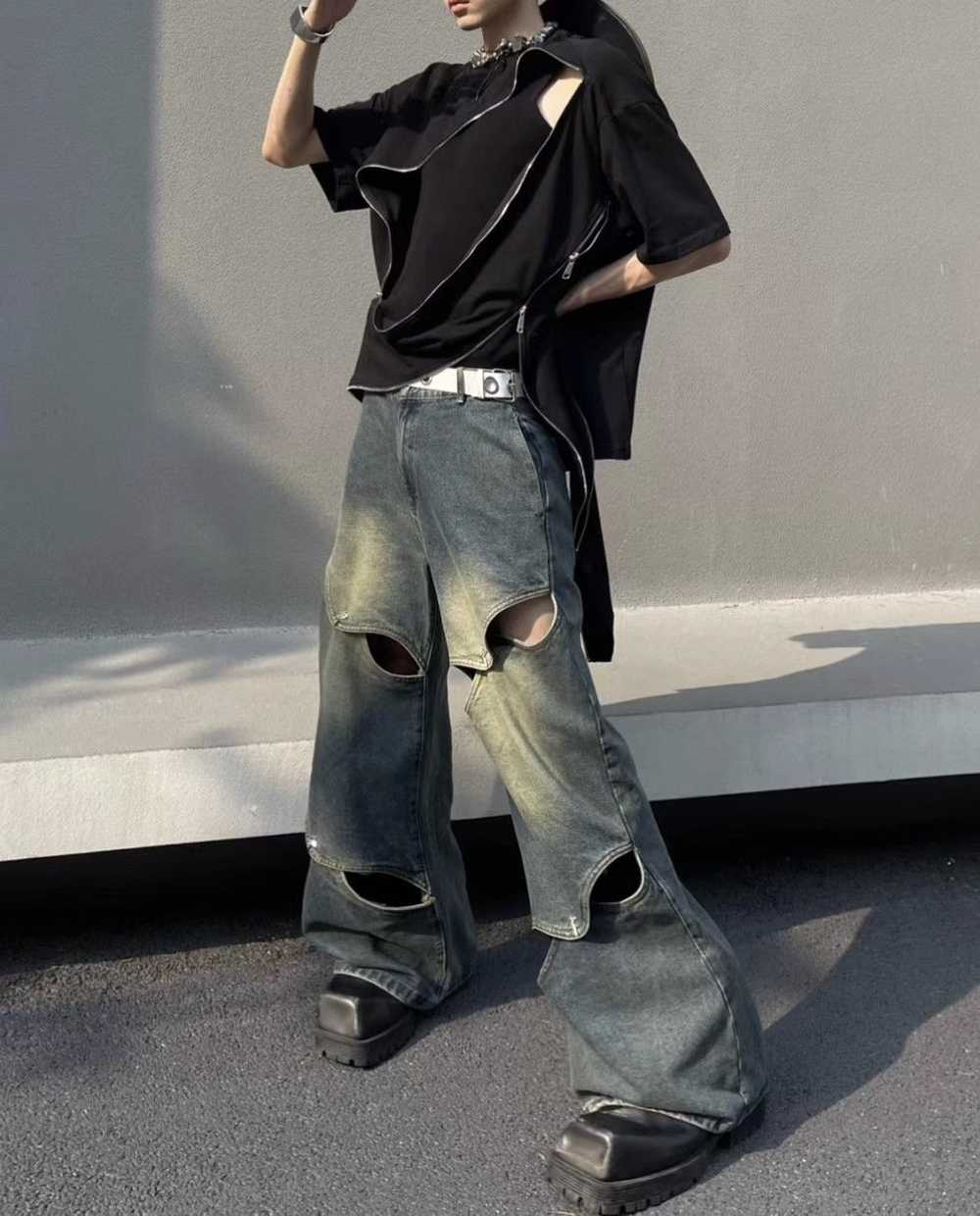 Japanese Brand × Jean × Streetwear Loose wide leg… - image 4