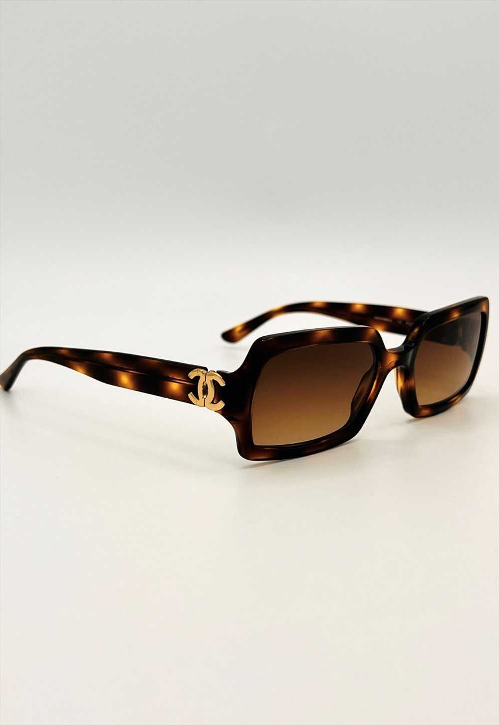 Chanel Sunglasses Square Brown Tortoiseshell Gold… - image 3