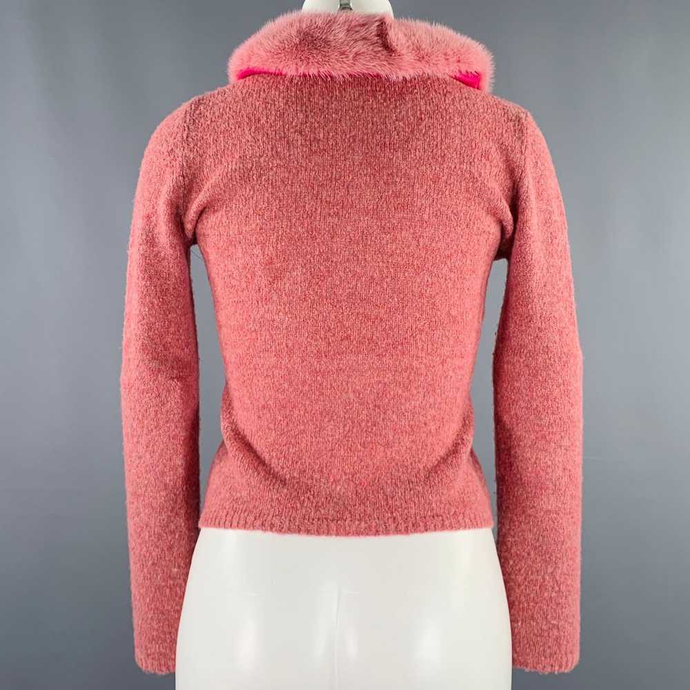 Blumarine Pink Heather Wool Blend Fur Collar Card… - image 4