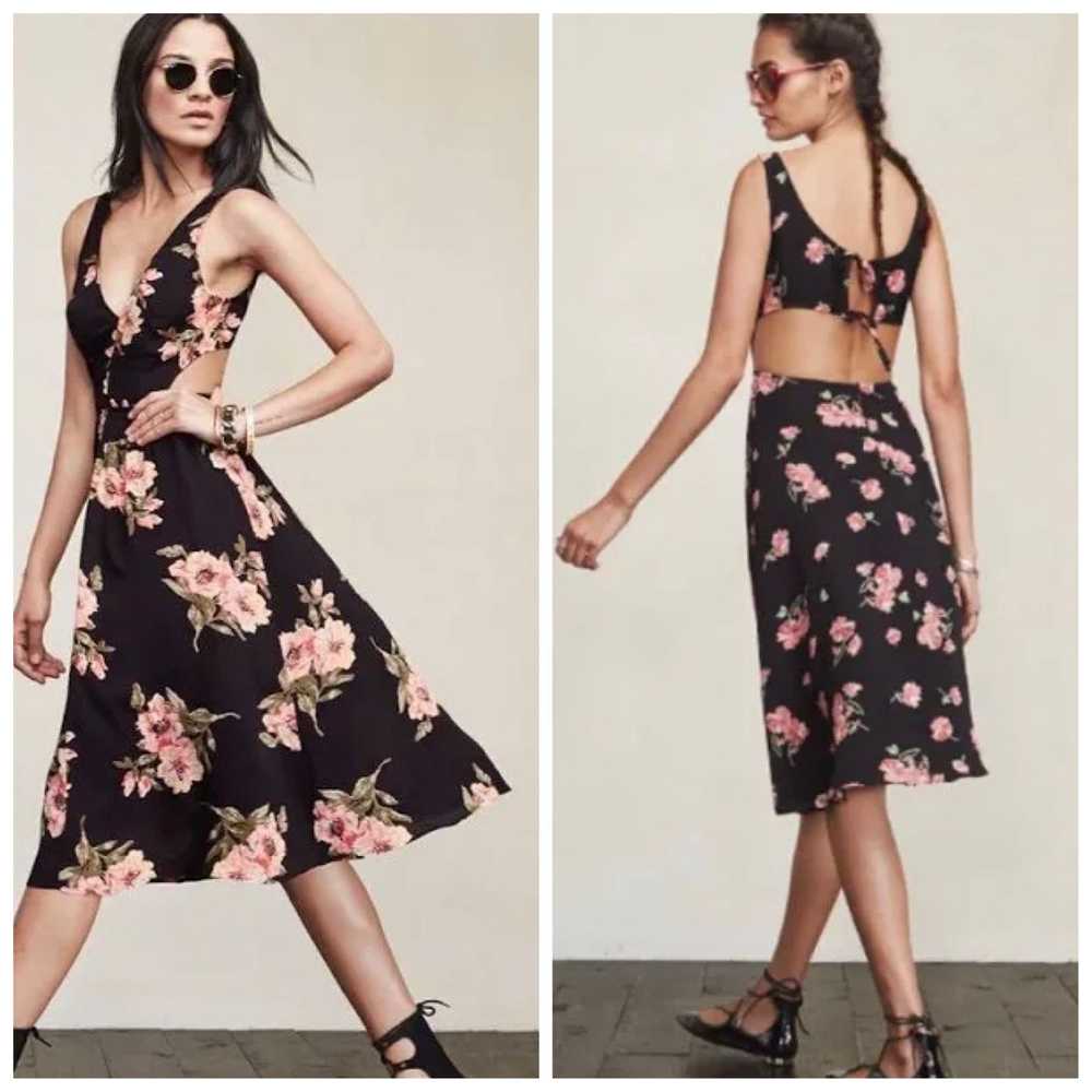 Reformation Reformation Black & Pink Floral Cutou… - image 3