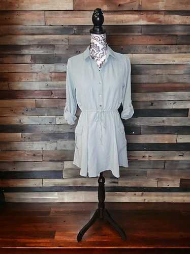 No Comment Collared Drawstring Waist Button Up Ca… - image 1