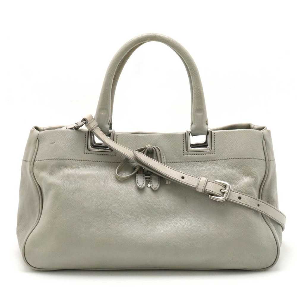 Prada Ribbon Grey Leather Tote Bag (Pre-Owned) - image 1