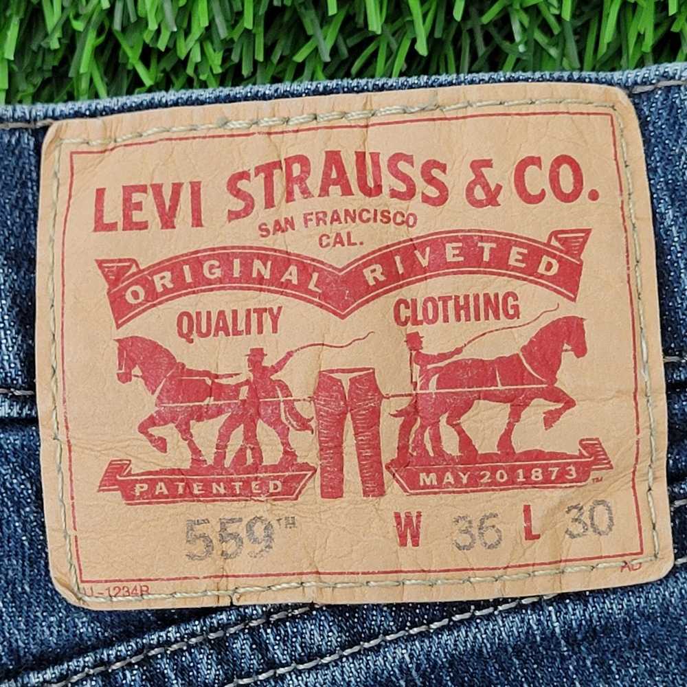 Levi's LEVIS 559 Jeans 36x30 Whiskered Dark-Wash - image 4