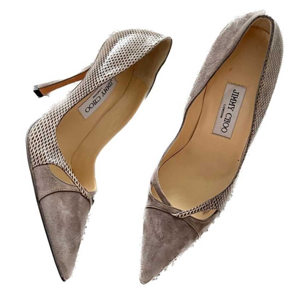 Jimmy Choo Jimmy Choo Grey Suede & Snakeskin Pump… - image 1