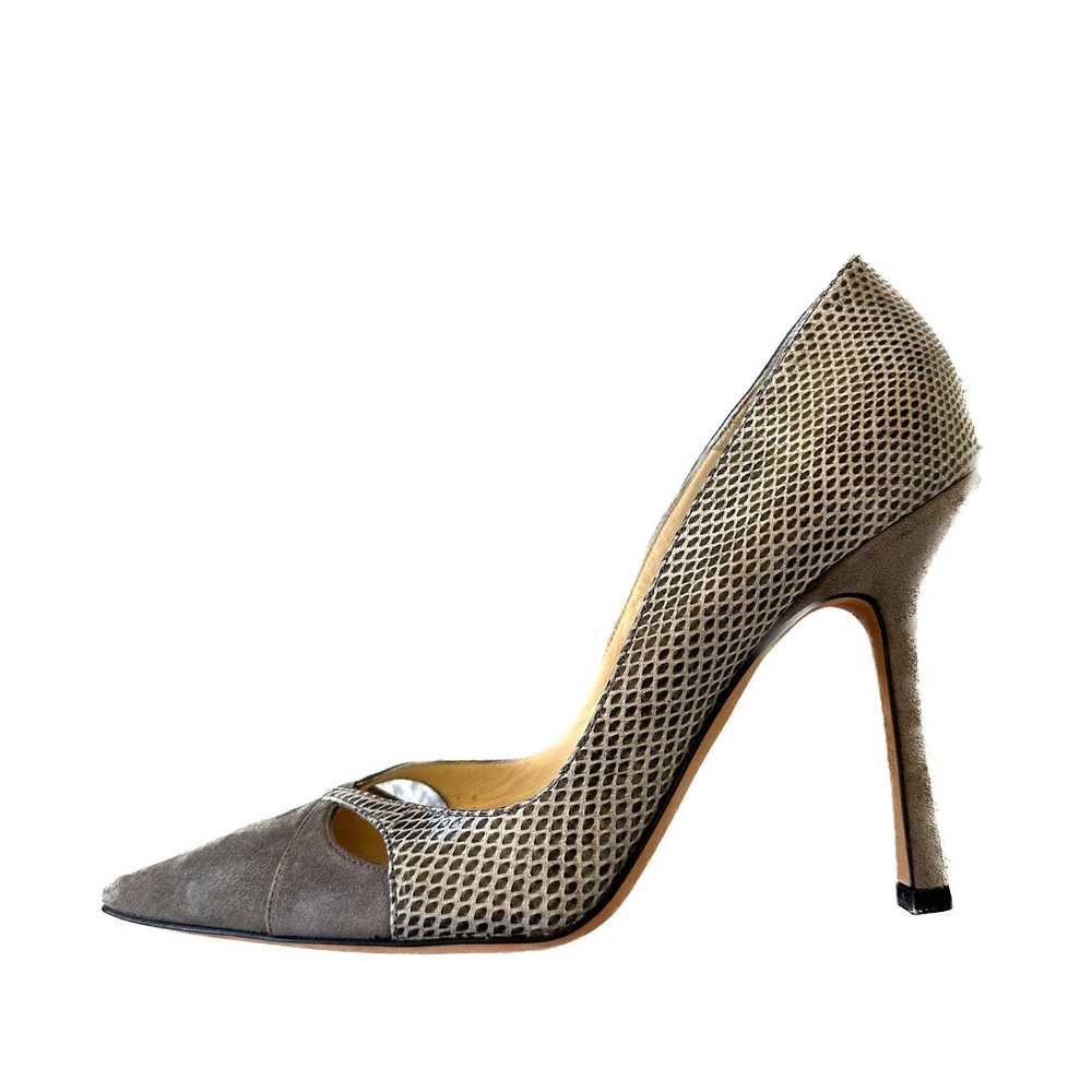 Jimmy Choo Jimmy Choo Grey Suede & Snakeskin Pump… - image 3