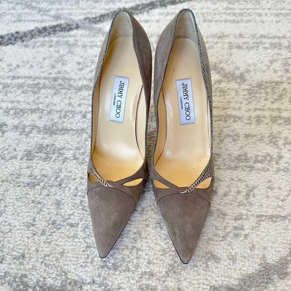 Jimmy Choo Jimmy Choo Grey Suede & Snakeskin Pump… - image 4