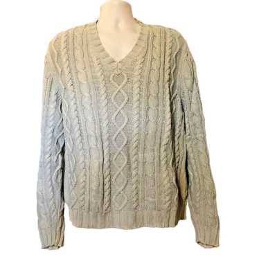 Aigle AIGLE Sweater XL Sage Green Cable Knit Pullo