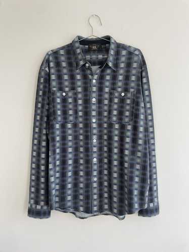 RRL Ralph Lauren Checked Blue Cotton Shirt Sz XL