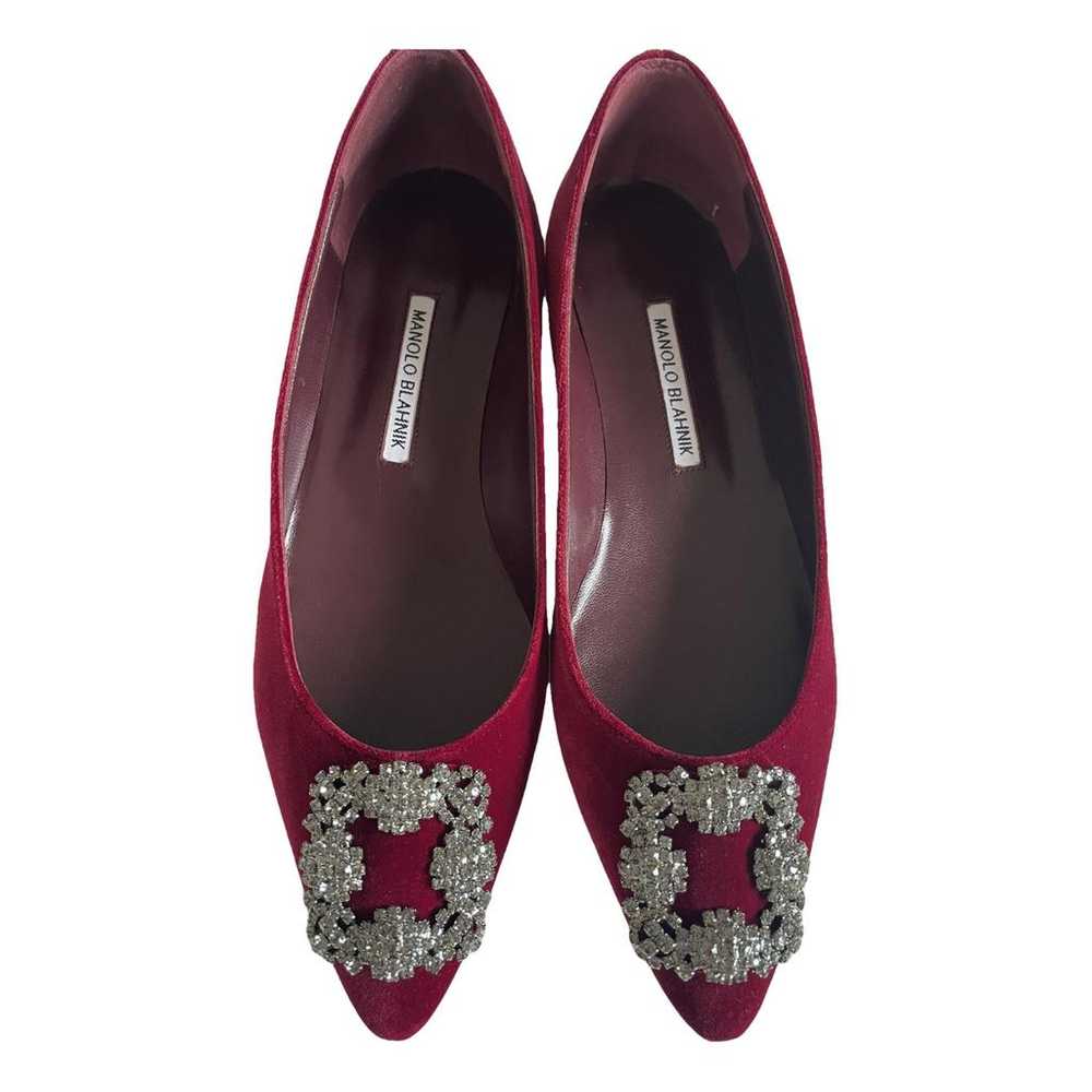 Manolo Blahnik Hangisi velvet flats - image 1