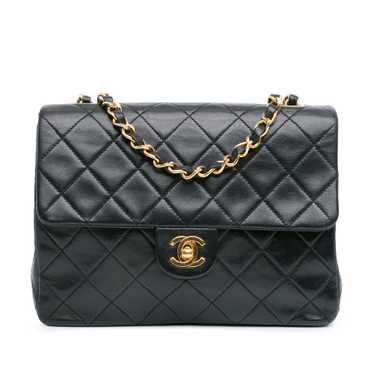 Black Chanel Mini Square Classic Lambskin Leather 