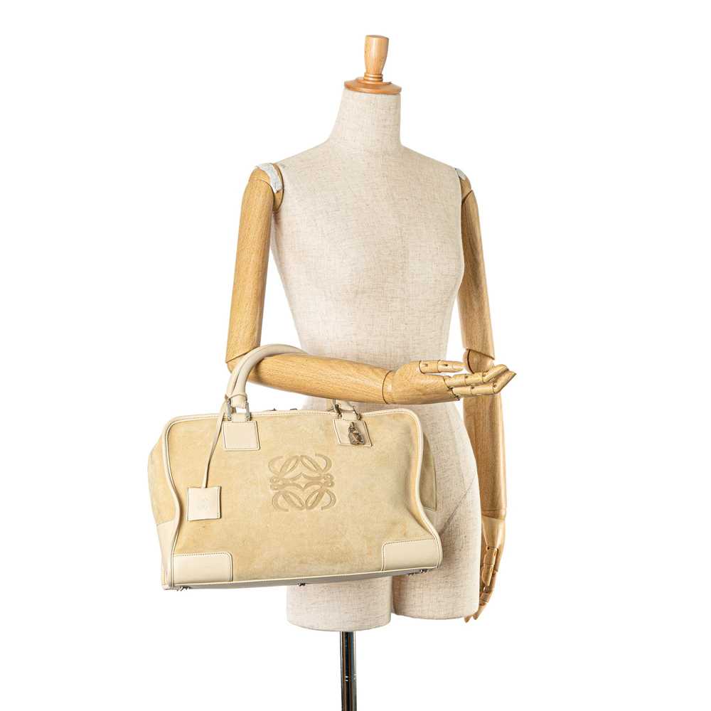 Beige LOEWE Suede Amazona 36 Handbag - image 10