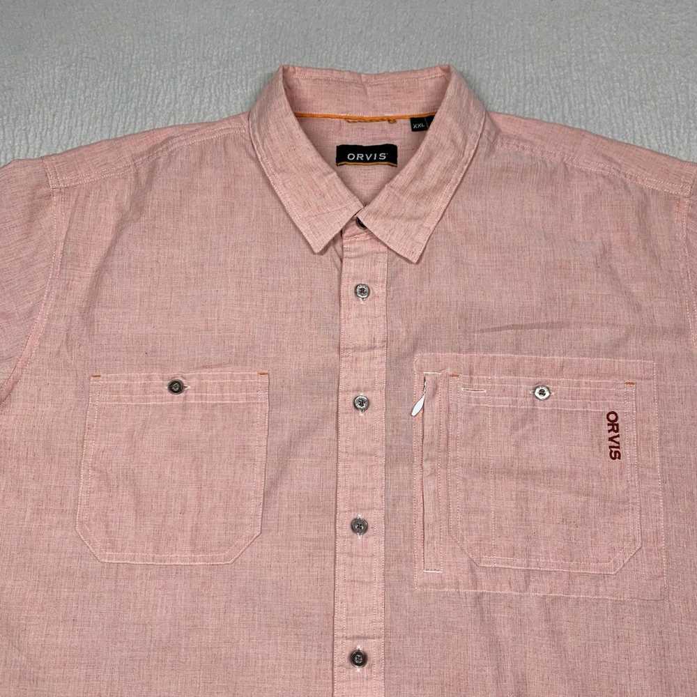 Orvis Pink Button Down Mens Short Sleeve Outdoor … - image 2