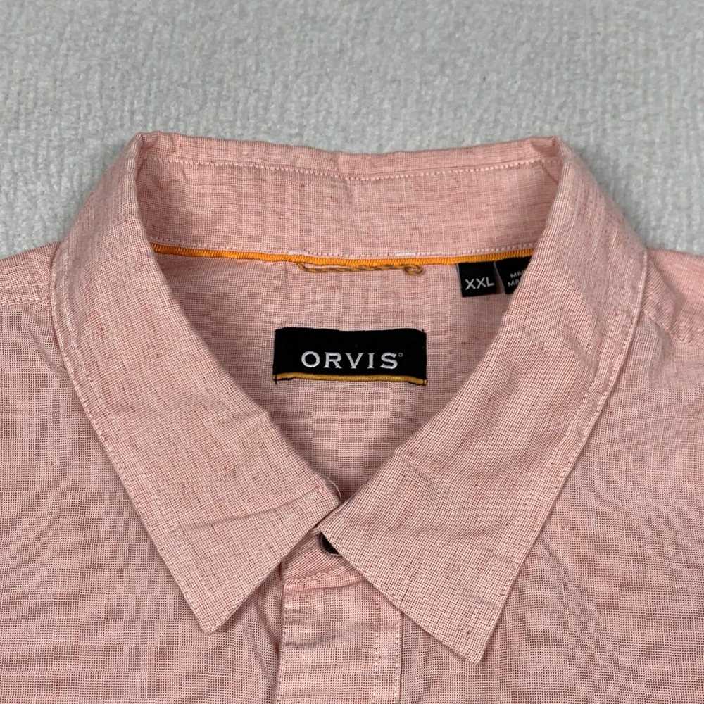 Orvis Pink Button Down Mens Short Sleeve Outdoor … - image 3