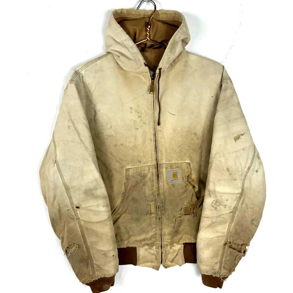 Carhartt Authentic Brown Distressed Full Zip Hood… - image 1