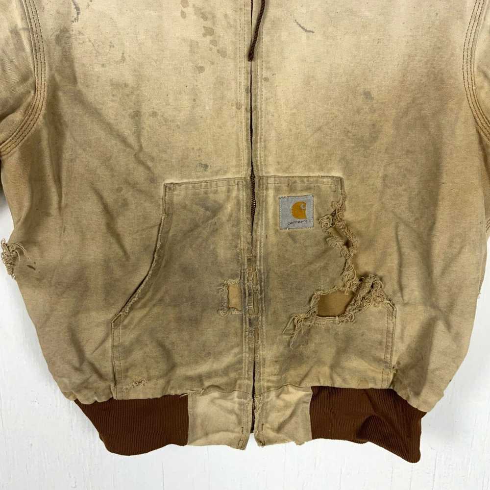 Carhartt Authentic Brown Distressed Full Zip Hood… - image 4