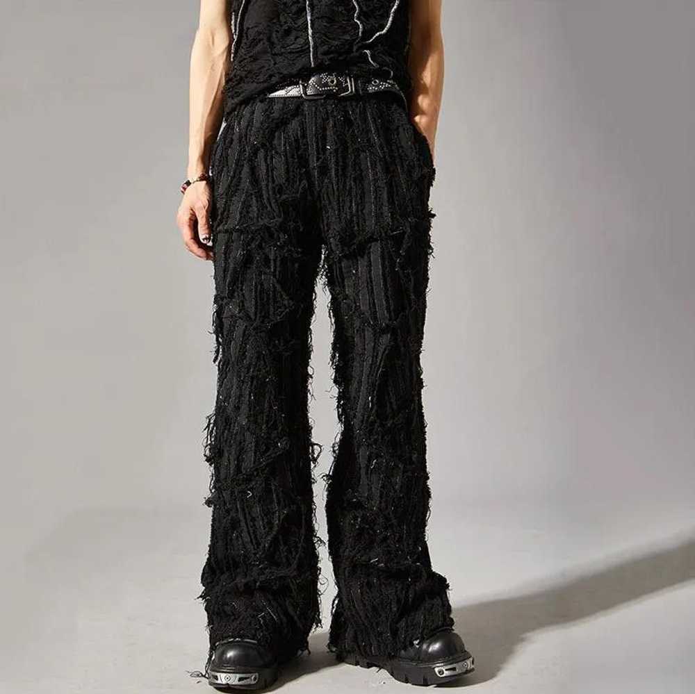 Japanese Brand × Streetwear Vintage Black Frayed … - image 2