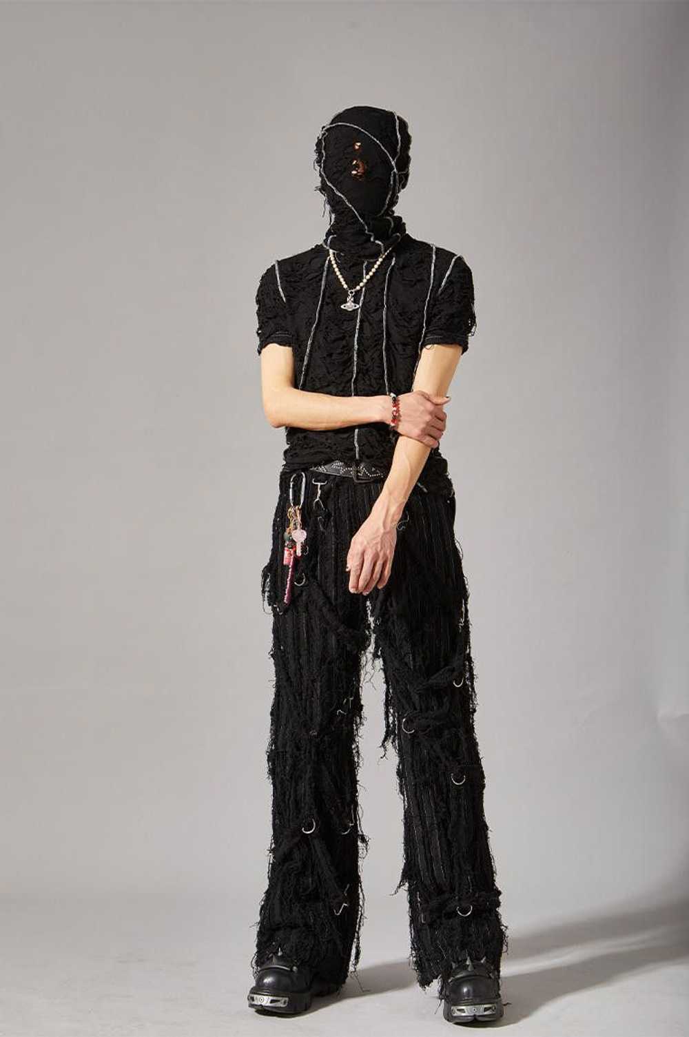 Japanese Brand × Streetwear Vintage Black Frayed … - image 3