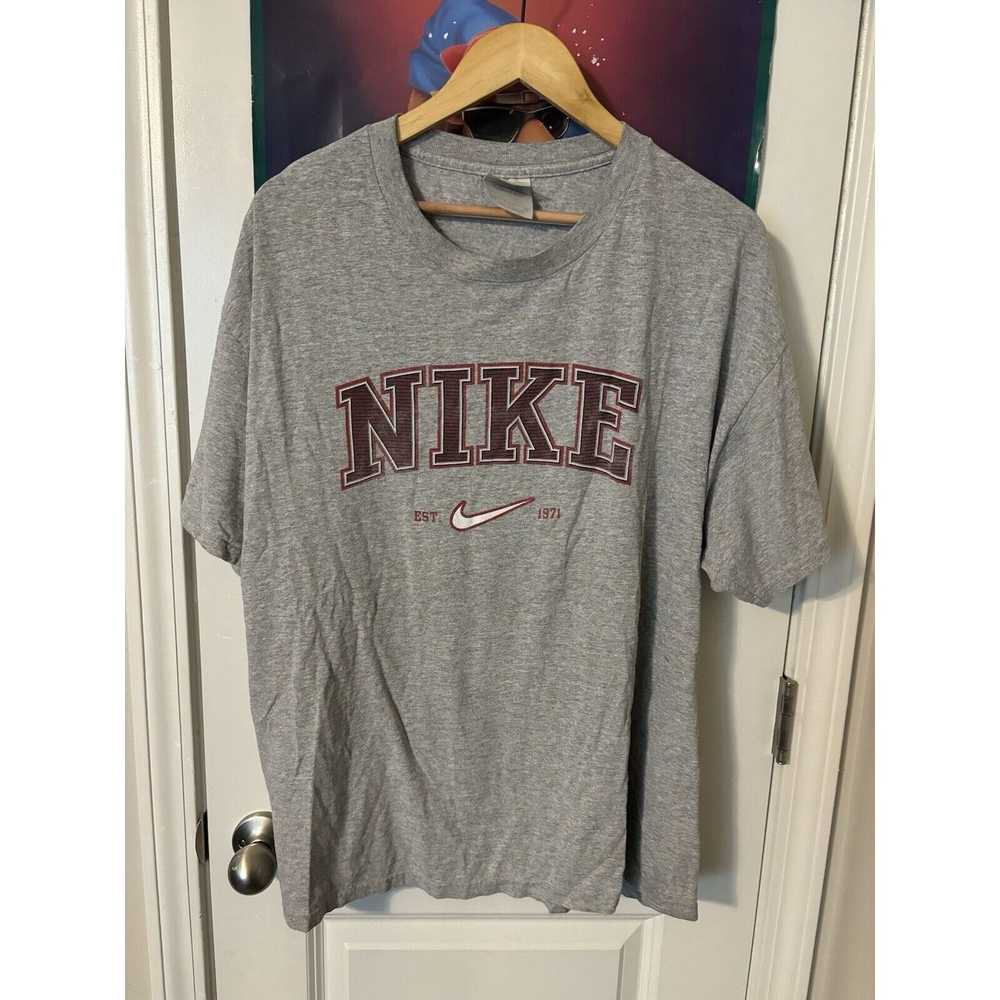 Nike Vintage grey nike y2k spellout T-shirt grey … - image 1