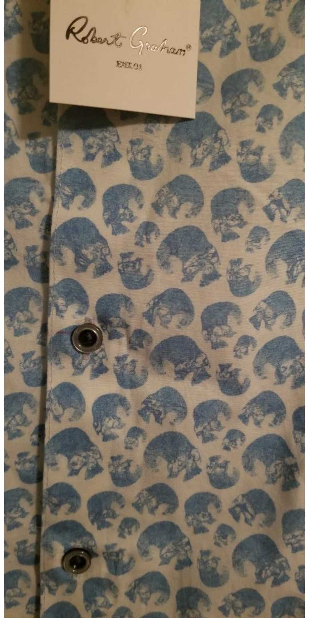 Robert Graham Blue White Skull Pattern Size M - image 3