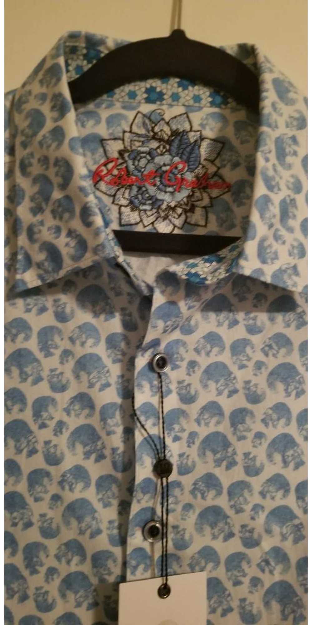 Robert Graham Blue White Skull Pattern Size M - image 4