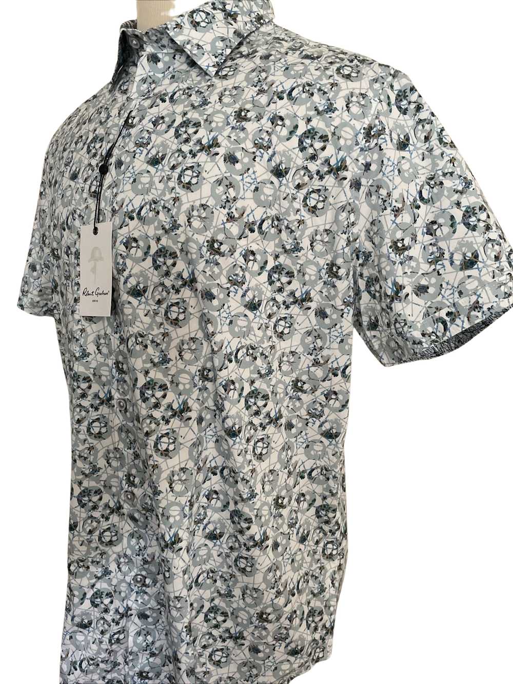 Robert Graham Blue Geometric Skull pattern Size XL - image 2