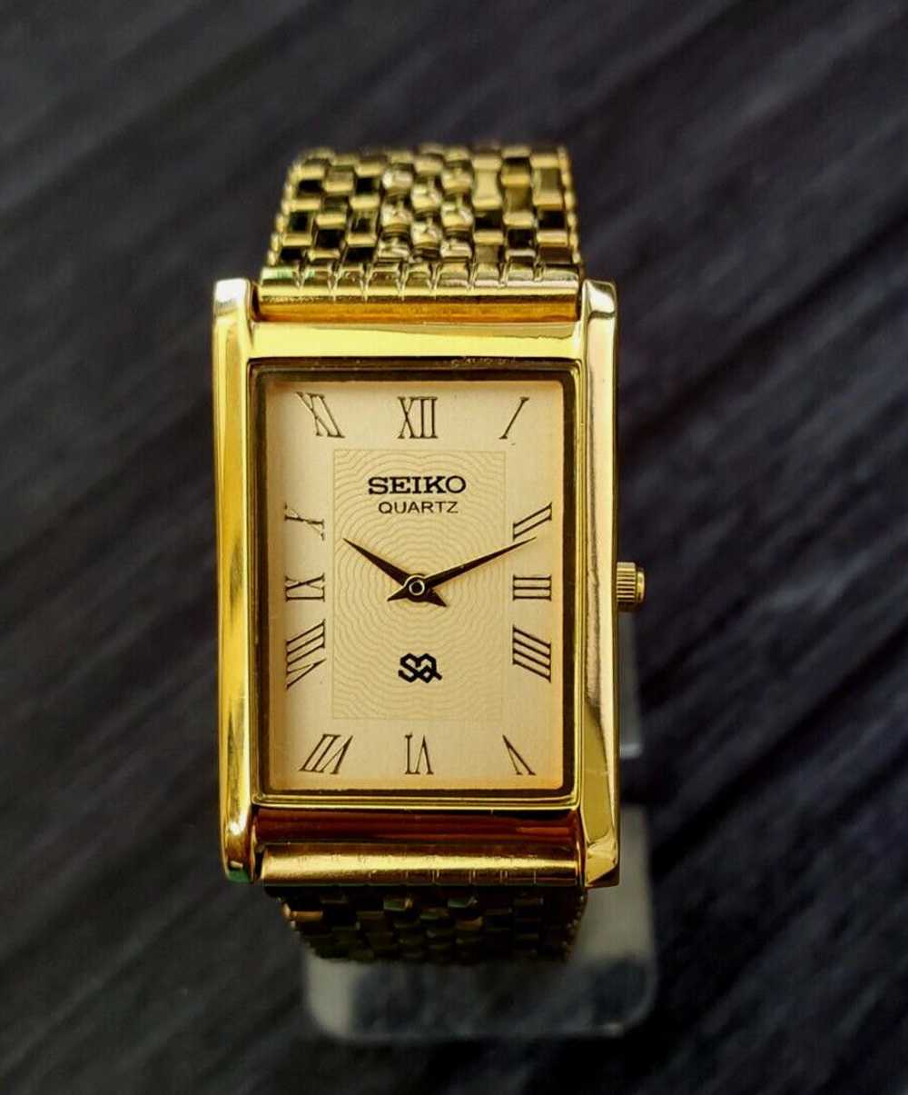 Seiko Vintage Seiko Tank Champaign Dial Milanese … - image 1