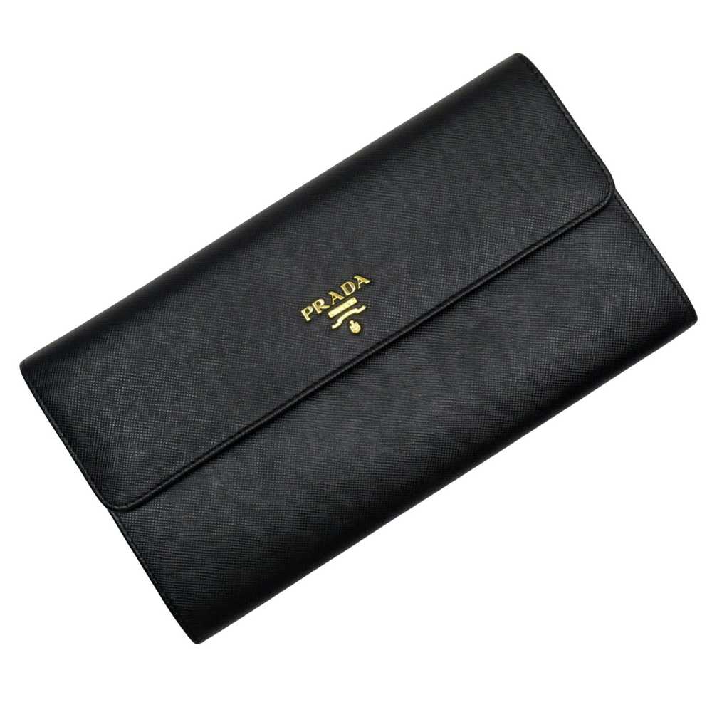 Prada Saffiano Black Leather Clutch Bag (Pre-Owne… - image 1