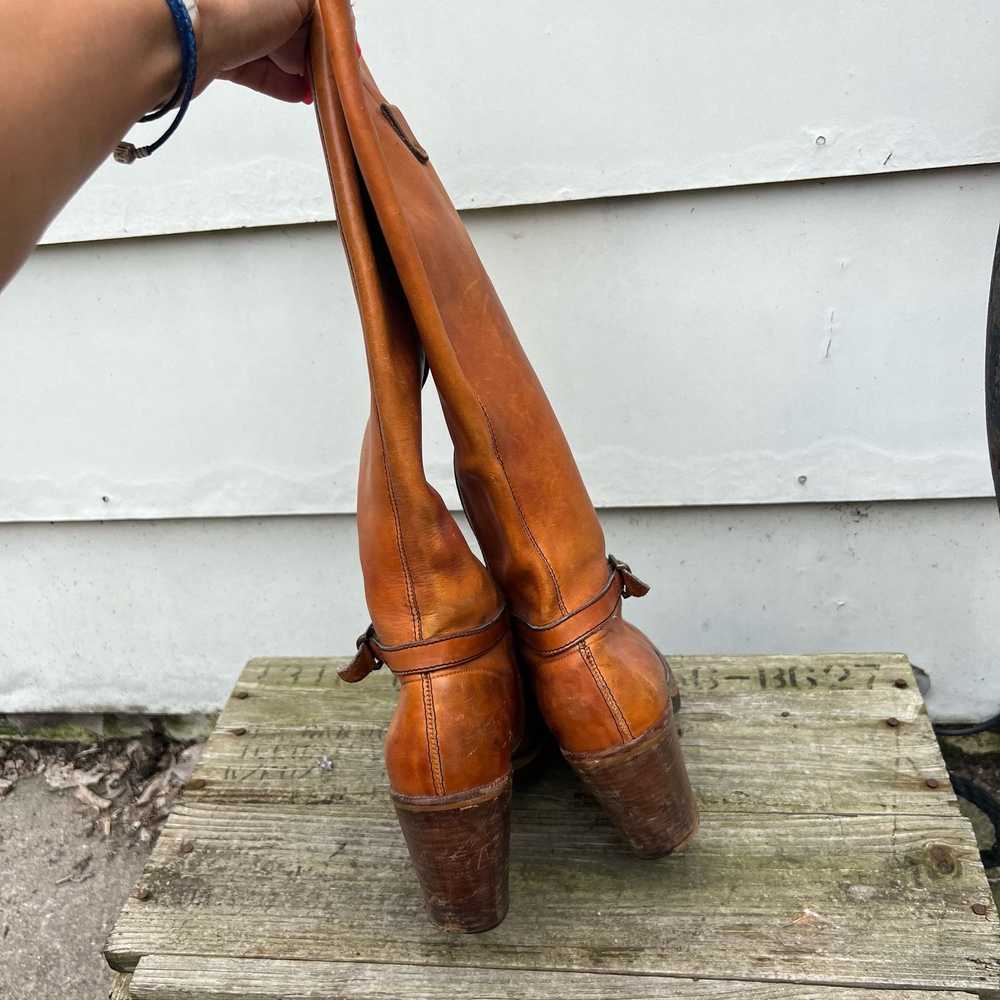 Vintage 70s Leather Stacked Heel Harness Penny La… - image 10