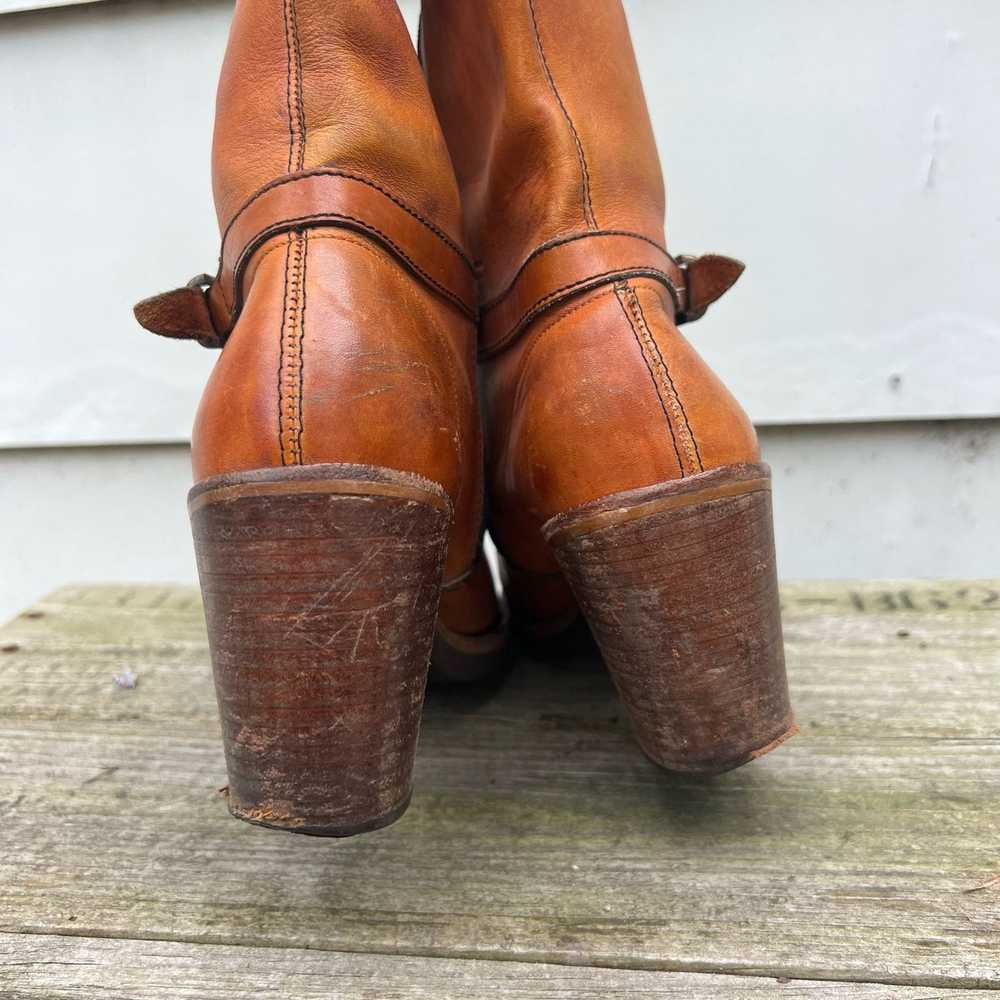 Vintage 70s Leather Stacked Heel Harness Penny La… - image 11