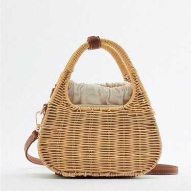 Zara Rattan Rigid Mini Crossbody Bag NWOT