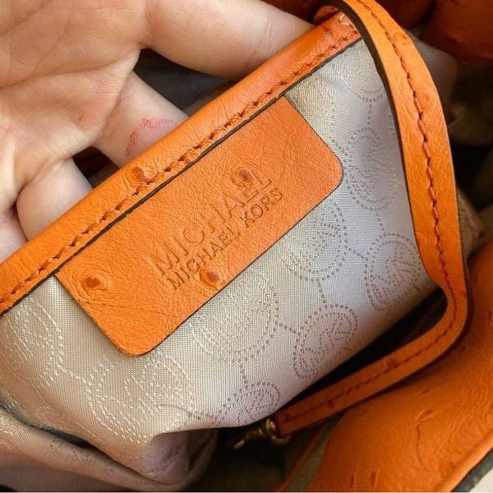 MICHAEL KORS Orange Ostrich Hamilton XL Satchel T… - image 11