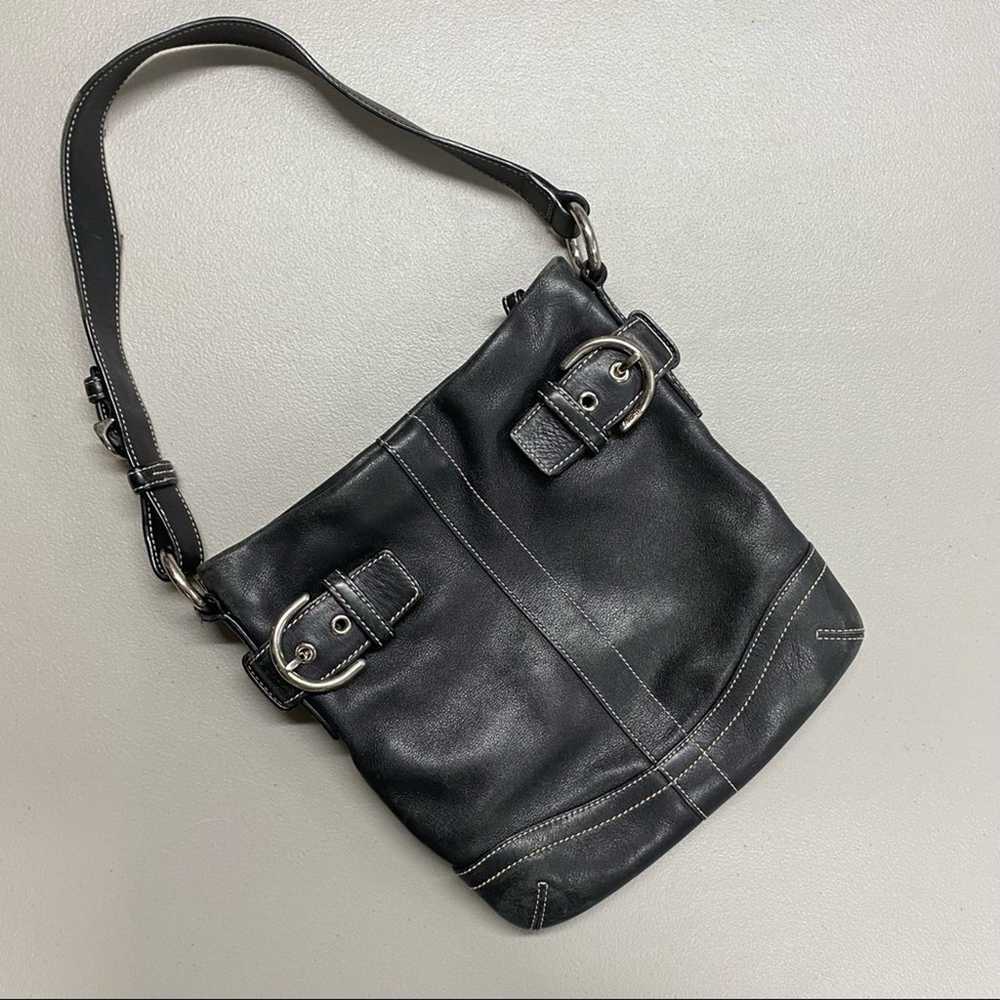 Coach Leather Black Shoulder Bag Silver Hardware … - image 1